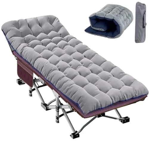 Slsy Folding Camping Cot for Adults with Mat & Carry Bag, 28in Wide, 400kg (880Lbs) thumbnail 1