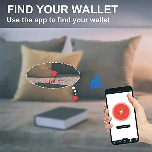 SMART LB Bluetooth Wallet Tracker & Finder with GPS Position Locator, Slim Minimalist Leather Card Holder (Red, Horizontal) thumbnail 3