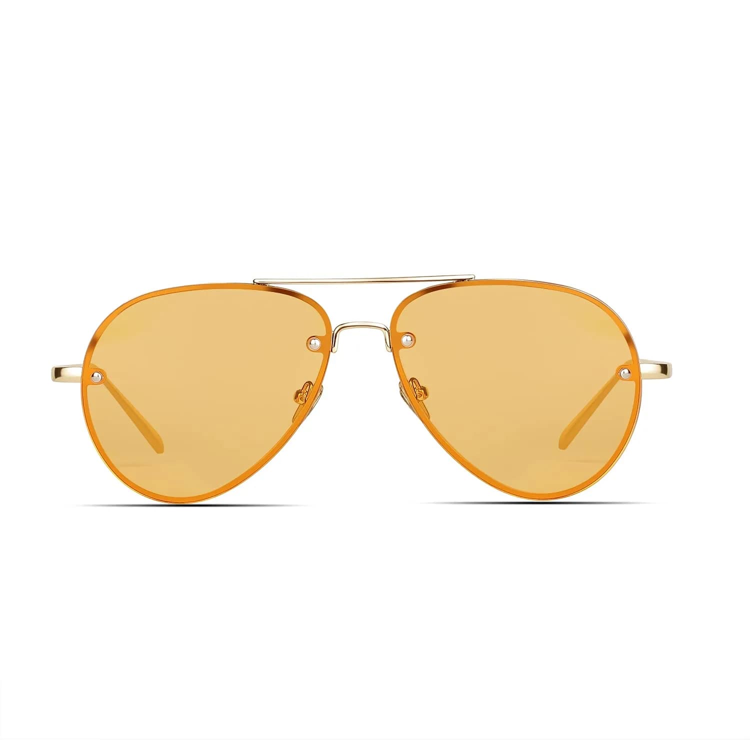 Freckles Mark Classic Oversized Aviator Sunglasses Clear Green 62mm | UV400 Protection — Gold Orange