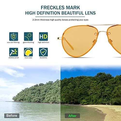 Freckles Mark Classic Oversized Aviator Sunglasses Gold Orange 62mm | UV400 Protection thumbnail 5