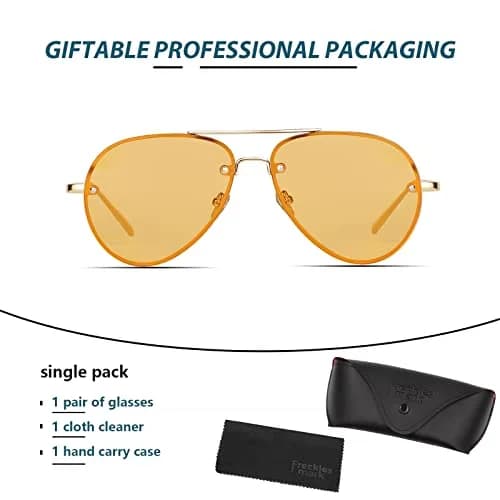 Freckles Mark Classic Oversized Aviator Sunglasses Gold Orange 62mm | UV400 Protection thumbnail 7