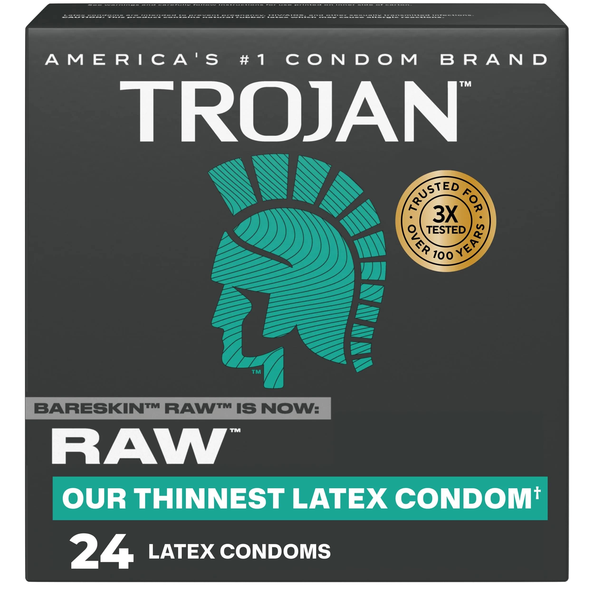 TROJAN BareSkin Raw Thin Condoms, Lubricated, 24 Count Pack - main product image