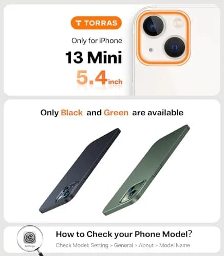 TORRAS Slim Fit for iPhone 13 Mini Case Thin 6.3" Velvety Matte Black | Ultra-Thin & Protective thumbnail 2