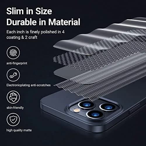 TORRAS Slim Fit for iPhone 13 Pro Case 6.1 Inch | Never Yellowing, Ultra Thin, Matte Black thumbnail 6
