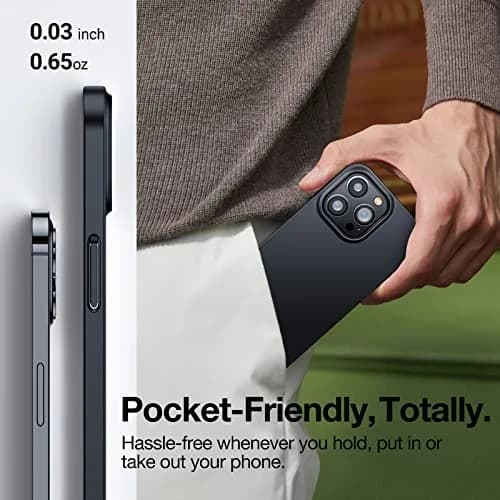 TORRAS Slim Fit for iPhone 13 Pro Case 6.1 Inch | Never Yellowing, Ultra Thin, Matte Black thumbnail 7