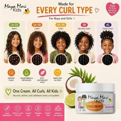 MAYA MARI Kids Curl Cream Coconut Lime Twist 355ml (12 oz) | Defines Curls, Tames Frizz, Kid-Safe Formula thumbnail 2