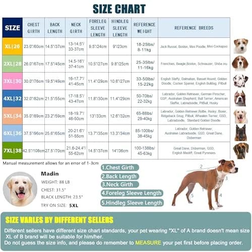 Yeapeeto Dog Recovery Suit After Surgery Medium Large | Conforms to Wounds & Hot Spots (70-120 chars) thumbnail 3