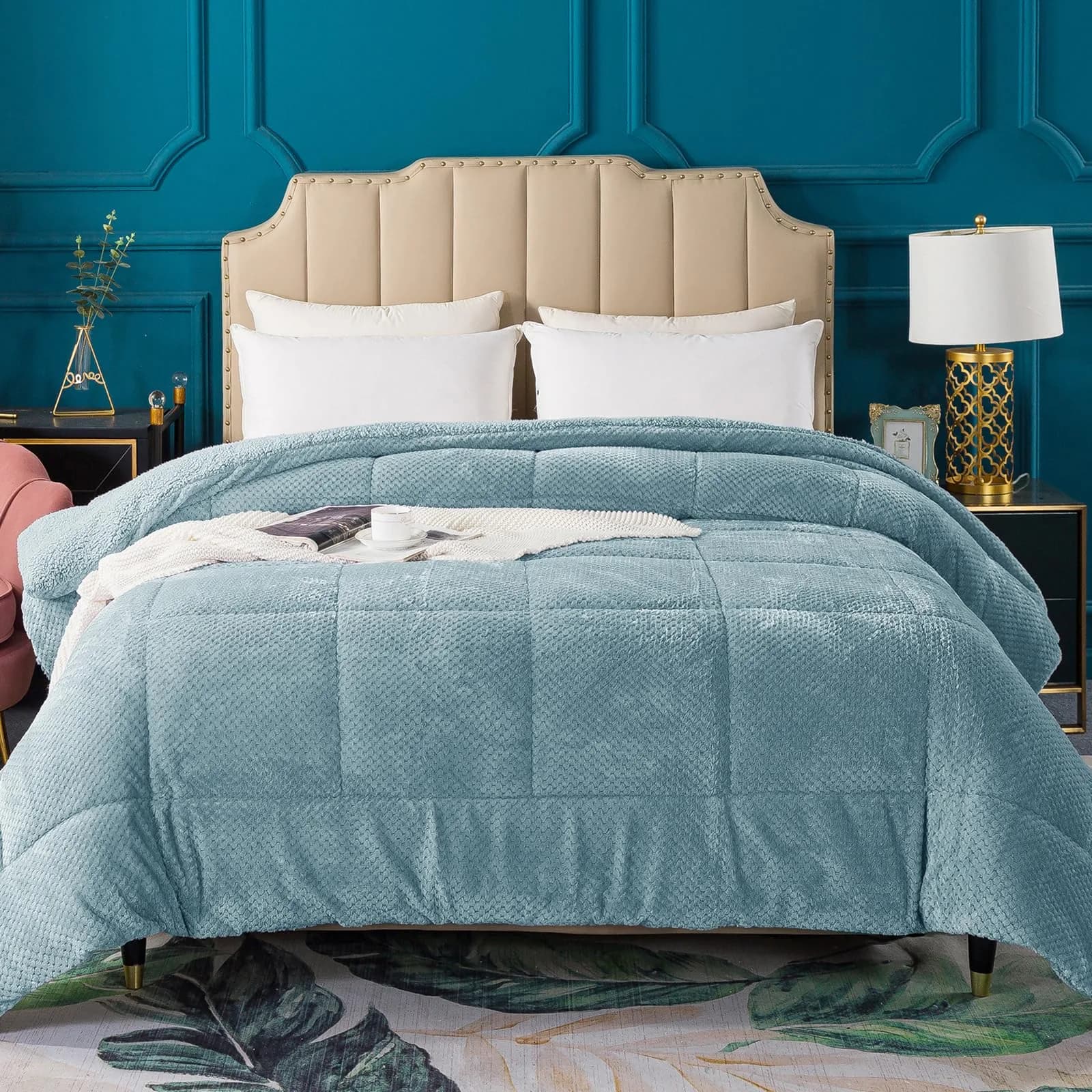 KASENTEX King Size Comforter Reversible Sherpa Cloud Blue | Lightweight, Cozy, OEKO-TEX Certified - main product image