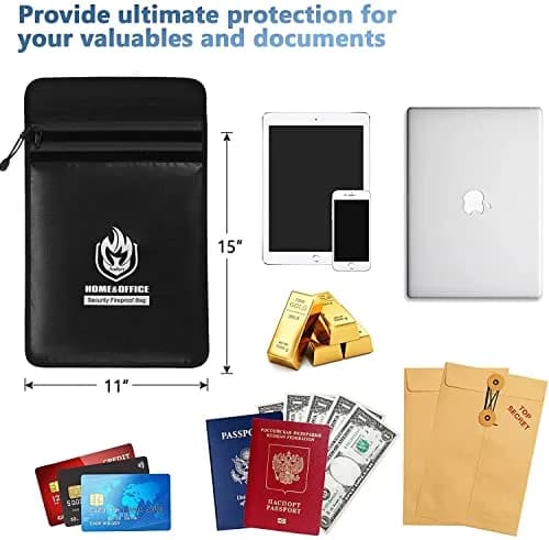 andyer 2 Pockets Fireproof Document Bag 38cm x 28cm (15"x11") | UL Certified Fire & Water Resistant thumbnail 6