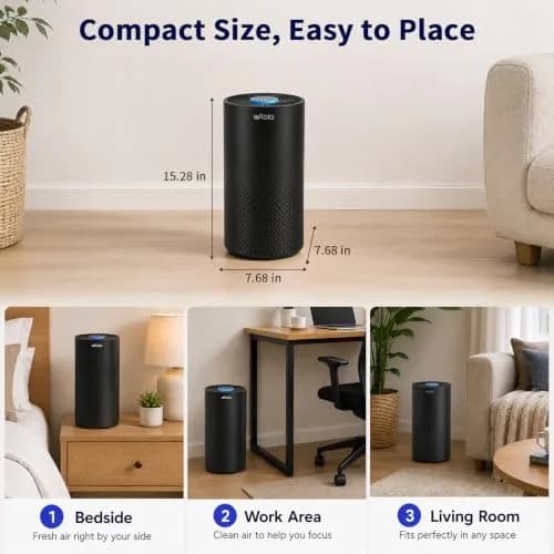 Afloia Air Purifier for Home Bedroom Large Room up to 1500 Sq Ft | 4-Stage HEPA Filtration with Sleep Mode thumbnail 7