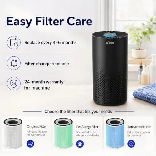 Afloia Air Purifier for Home Bedroom Large Room up to 1500 Sq Ft | 4-Stage HEPA Filtration with Sleep Mode thumbnail 8