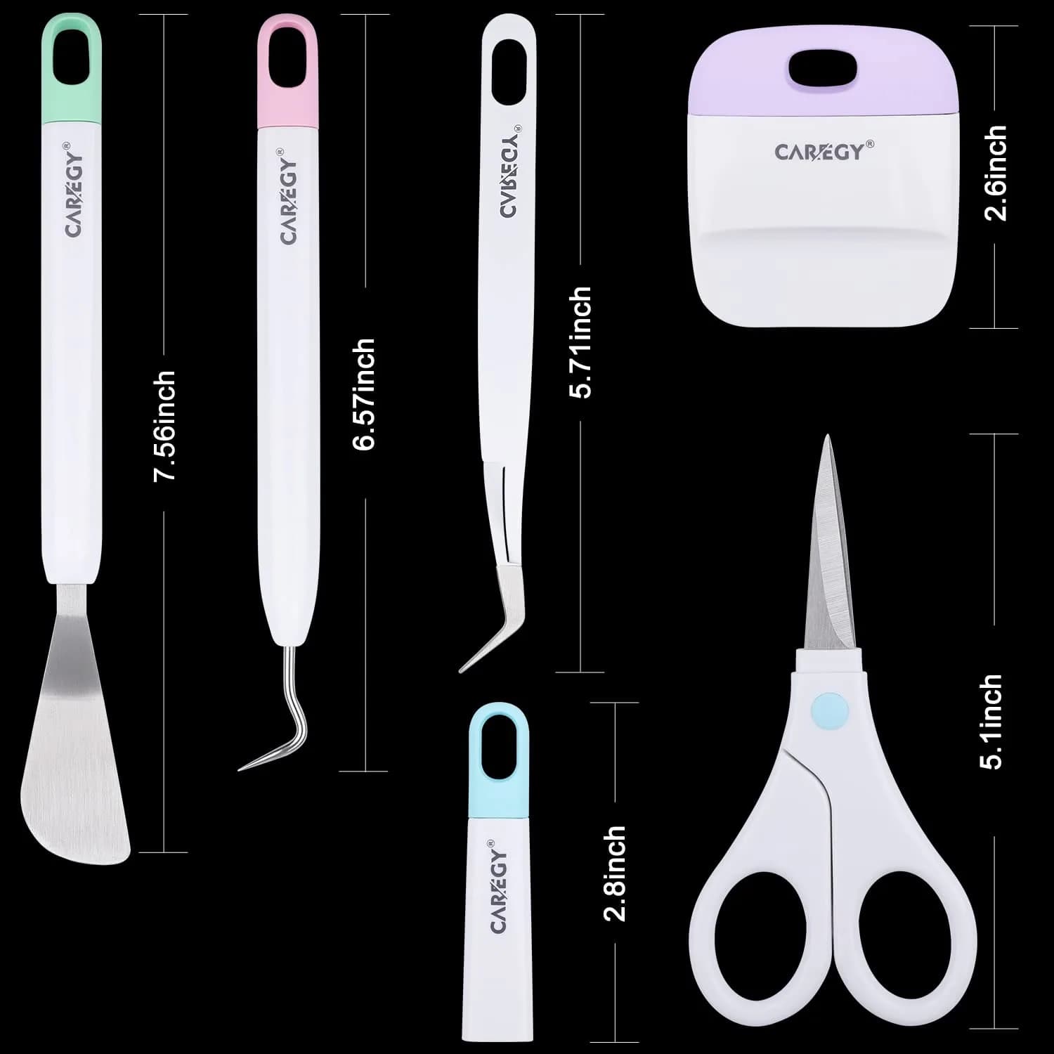 CAREGY Craft Vinyl Weeding Tools Set 5-Piece | Precision Tools for Cricut & Silhouette Projects - view 2