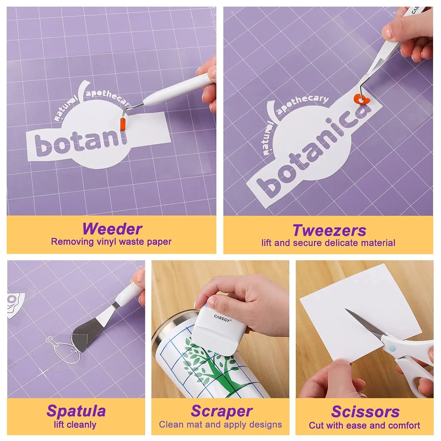 CAREGY Craft Vinyl Weeding Tools Set 5-Piece | Precision Tools for Cricut & Silhouette Projects - view 3