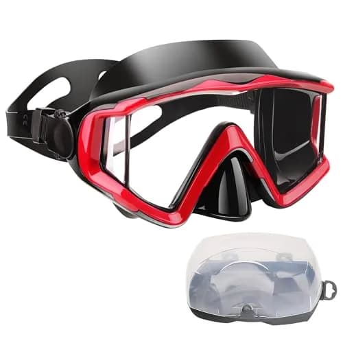 AQUA A DIVE SPORTS Red Single Lens Diving Mask | 180° Wide View Anti-Fog Polycarbonate Lenses thumbnail 1