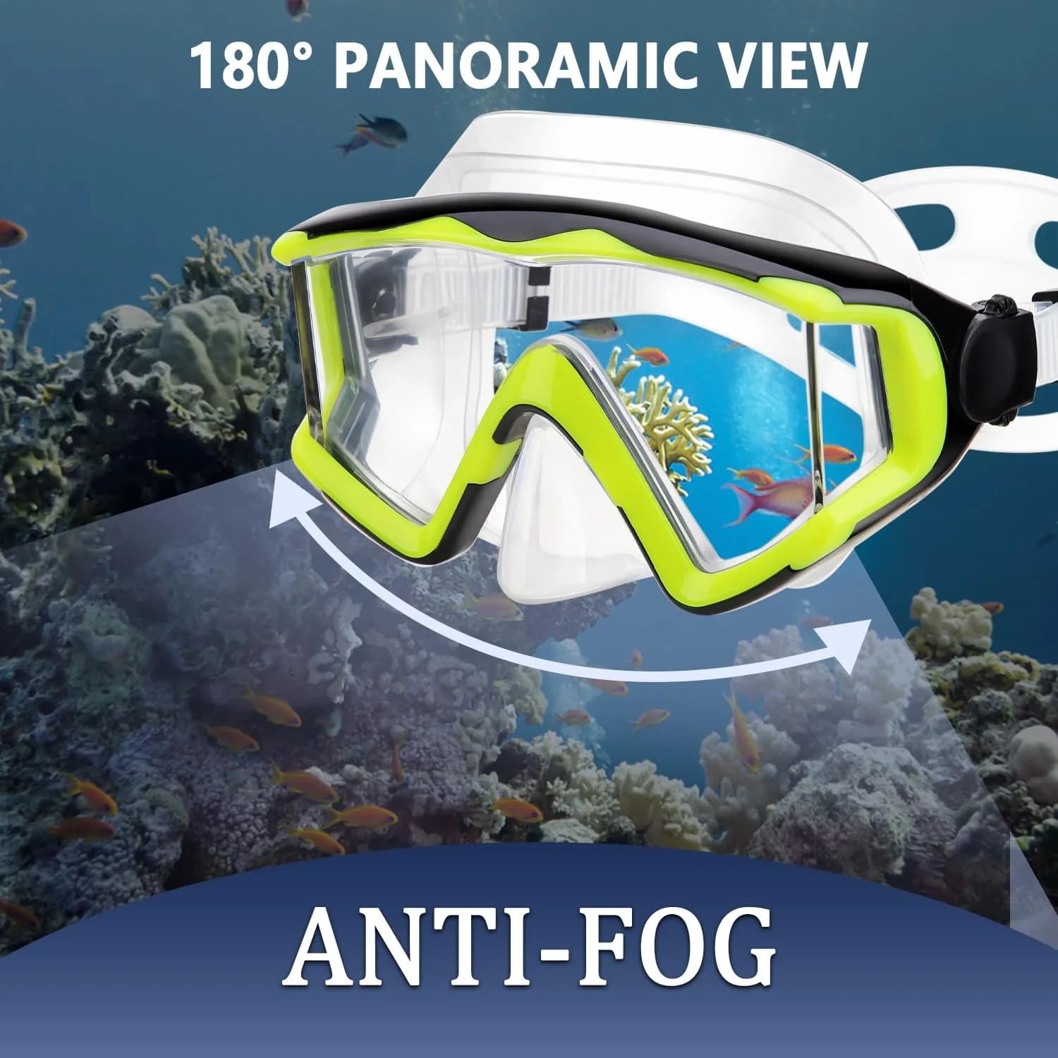 AQUA A DIVE SPORTS Adult Single Lens Diving Mask | 180° Wide View, Anti-Fog Polycarbonate - view 4