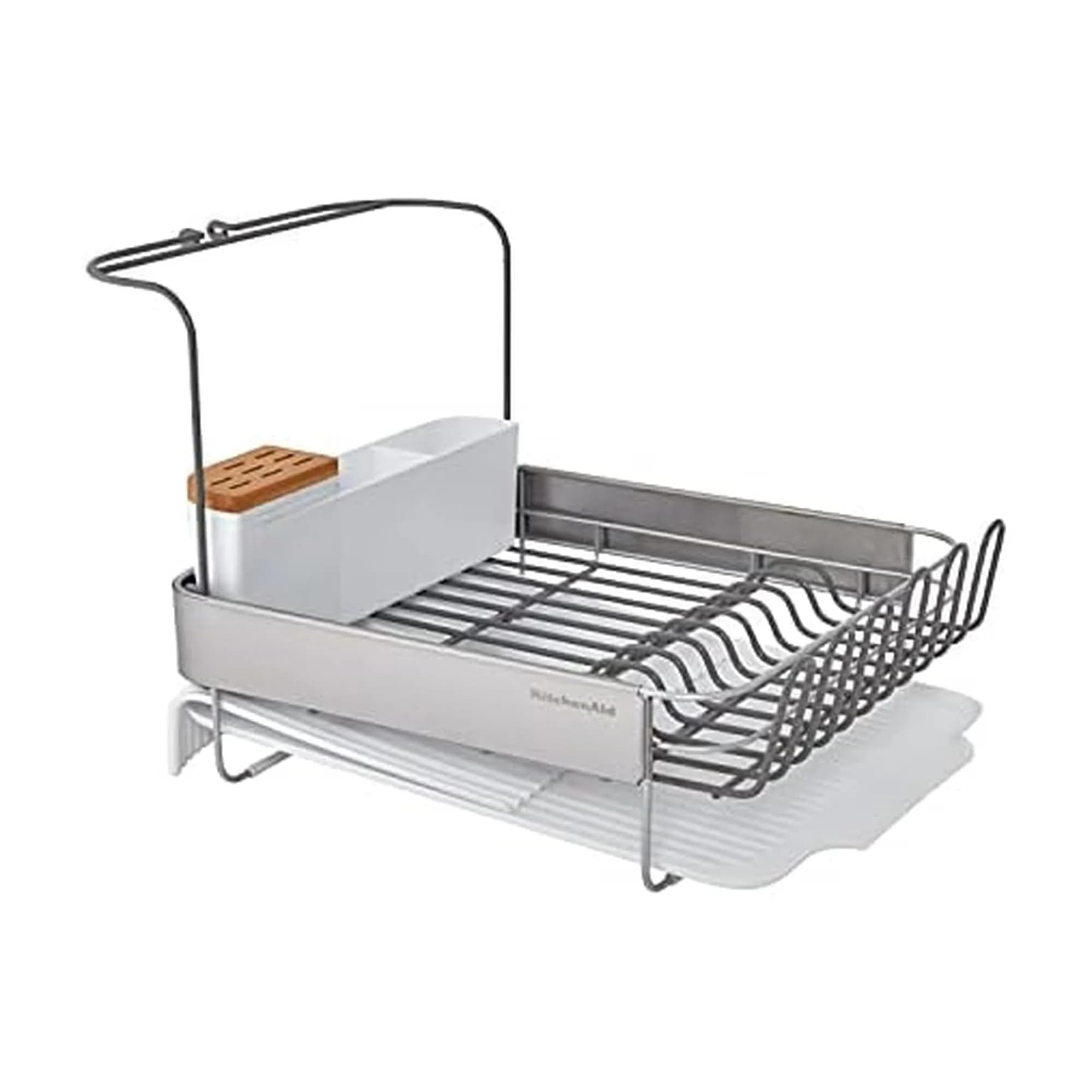 KitchenAid Full Size Expandable Dish Rack with Angled Drainboard and Removable Caddy, 24-Inch, White - main product image