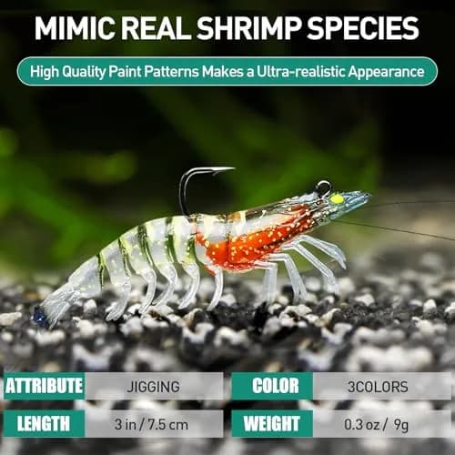 TRUSCEND Duramax Soft Fishing Lures 7.5cm (3in) | Tear-Resistant TPE Shrimp & Crayfish Baits with BKK Hooks thumbnail 5