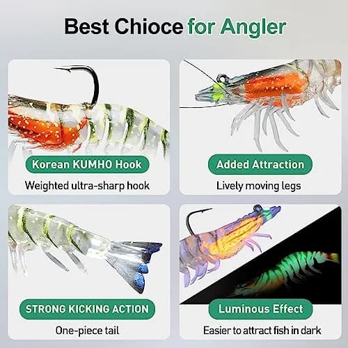 TRUSCEND Duramax Soft Fishing Lures 7.5cm (3in) | Tear-Resistant TPE Shrimp & Crayfish Baits with BKK Hooks thumbnail 7