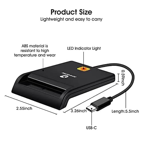 ZOWEETEK CAC Reader USB C DOD Military Smart Card Reader for Windows Mac | Plug & Play Support thumbnail 4