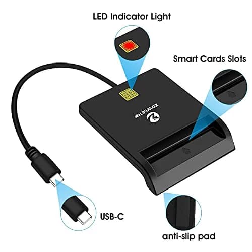 ZOWEETEK CAC Reader USB C DOD Military Smart Card Reader for Windows Mac | Plug & Play Support thumbnail 5