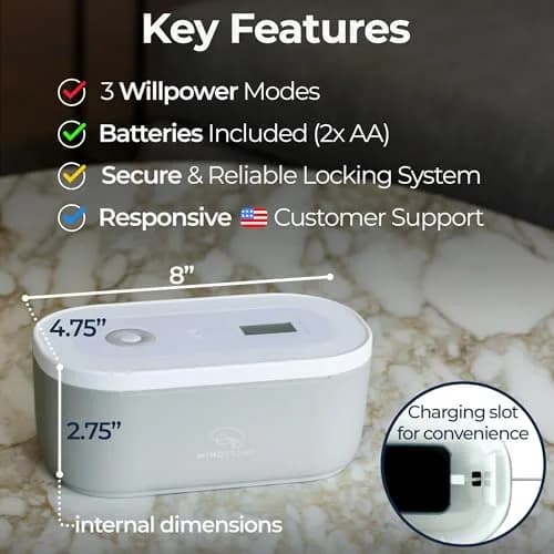 Mindsight Timed Lock Box | Unplug from Phones, Video Games, Social Media | 3 Modes | Easy to Use | Out of Sight ~ Out of Mind | Boost Your Mental Wellness thumbnail 4