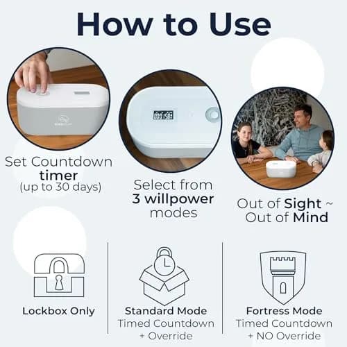 Mindsight Timed Lock Box | Unplug from Phones, Video Games, Social Media | 3 Modes | Easy to Use | Out of Sight ~ Out of Mind | Boost Your Mental Wellness thumbnail 5