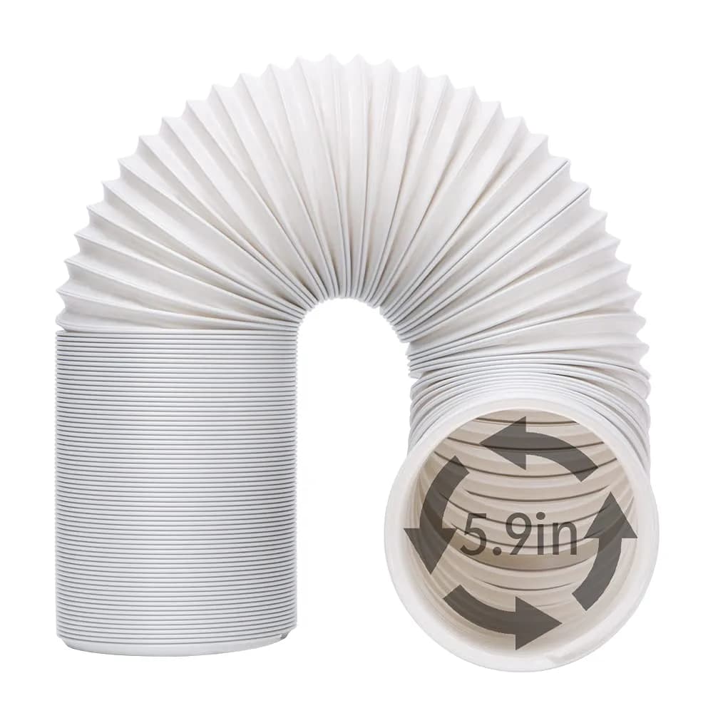 UNAOIWN Portable Air Conditioner Exhaust Hose 5.9" Diameter Extendable up to 78.7" | Anti-Clockwise Thread, Durable Polypropelene — Hose-78.7"