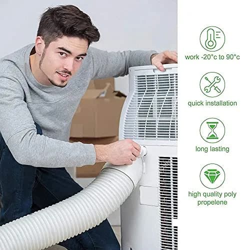 UNAOIWN Portable AC Exhaust Hose 5.9" Diameter, Extendable up to 2m, Durable Polypropelene thumbnail 6