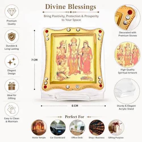 Shoppersduniya Lord Ram Sita Laxman & Hanuman Idol for Car Dashboard 6x3x7 cm | Acrylic Collectible Figurine with Blessings thumbnail 6