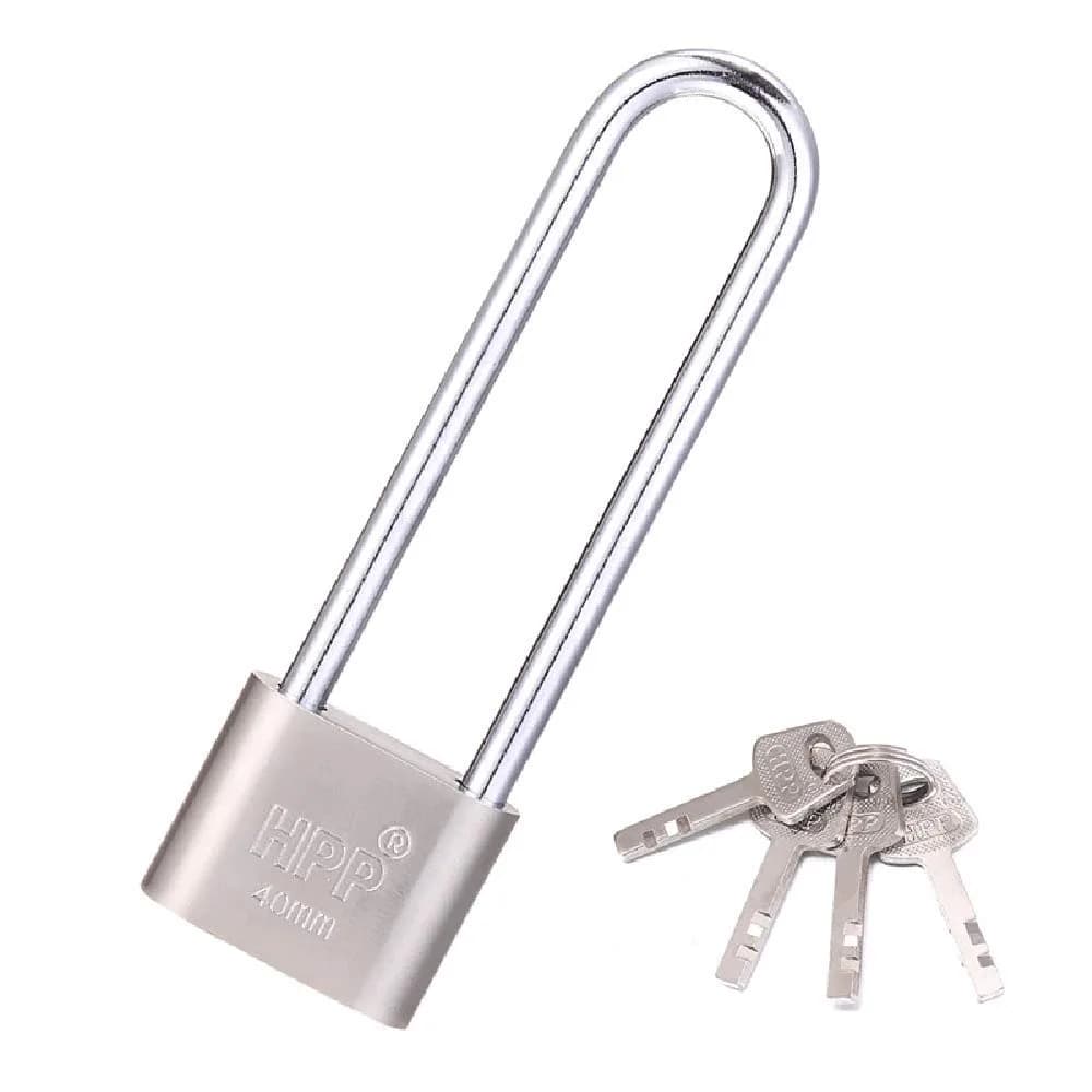WANLIAN Long Beam Keyed Padlock 40mm (1.57 inch) Width | Hardened Steel Shackle for Gym Lockers & Gates — Brass