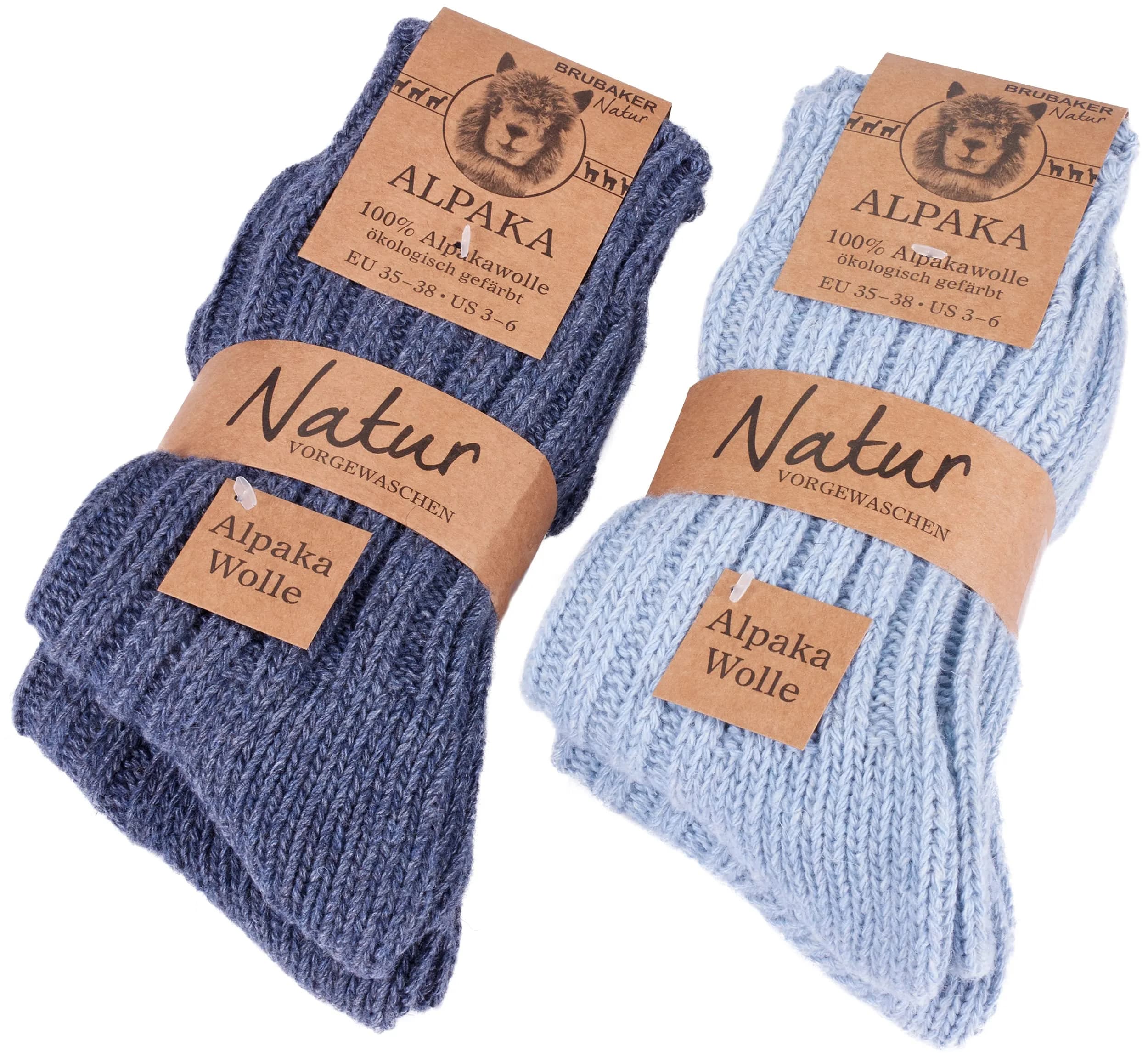 BRUBAKER Warm Alpaca Socks for Men or Women | 4 Pairs | Thick, Breathable & Eco Dyed