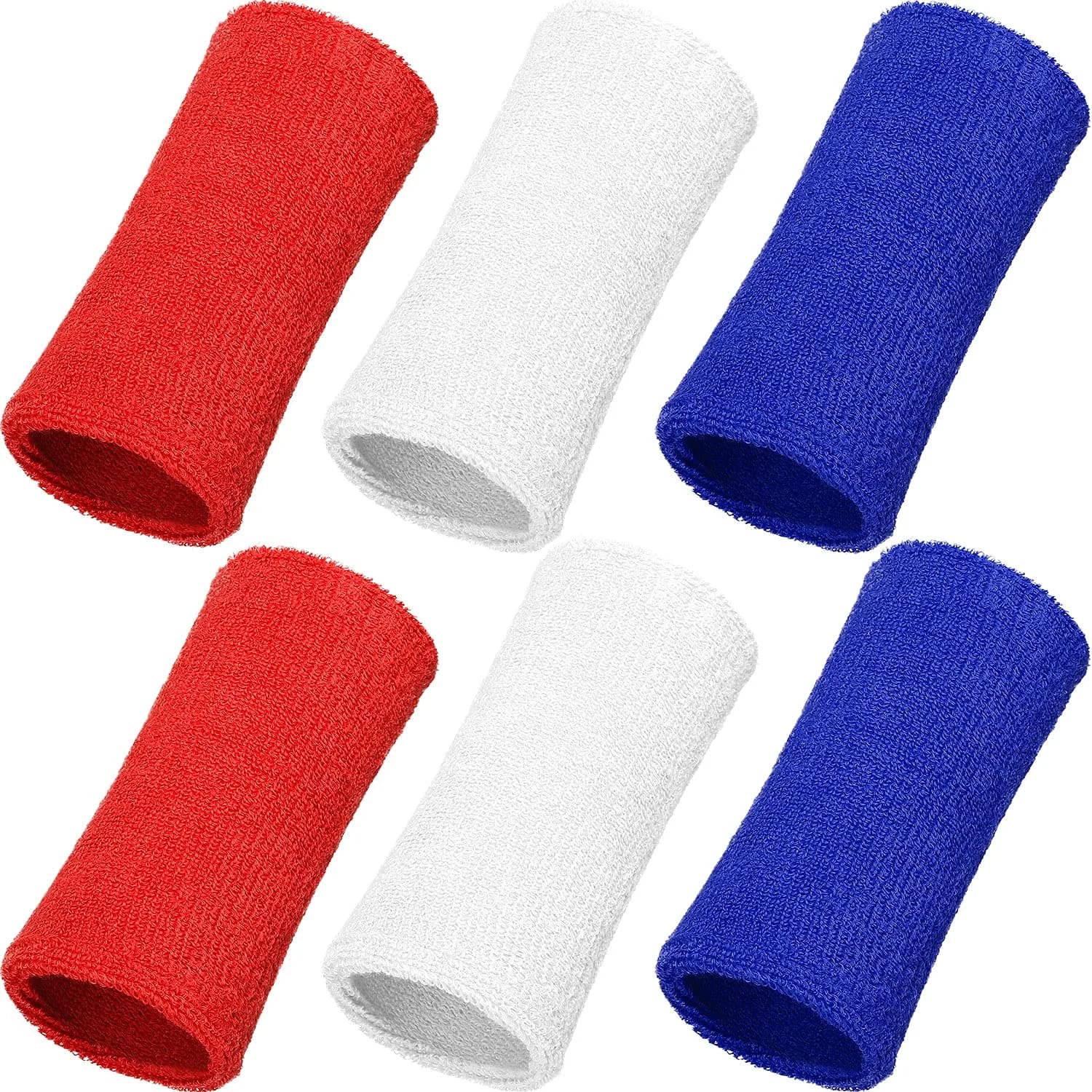 WILLBOND Wrist Sweat Bands, Classic, Red, White, Dark Blue | Absorbent, Elastic Fit for All Sports - main product image