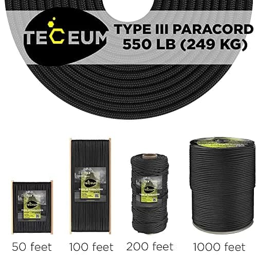 TECEUM Paracord Rope Type III 550 | MIL-SPEC Outdoor Tactical Cord, 100 ft thumbnail 9