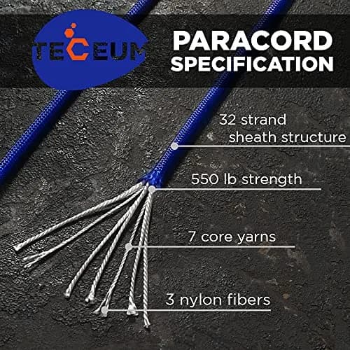 TECEUM Paracord Rope Type III 550 Tactical MIL-SPEC 30.5m (100 ft) | Strong 249kg (550lb) Load Capacity thumbnail 2