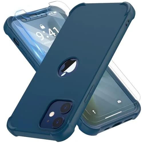 ORETECH 3-in-1 Case for iPhone 12 Mini (5.4") with 2x Tempered Glass Screen Protectors | Blue thumbnail 1