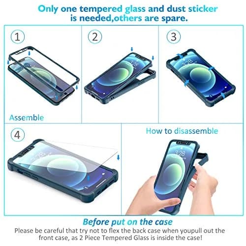 ORETECH 3-in-1 Case for iPhone 12 Mini (5.4") with 2x Tempered Glass Screen Protectors | Blue thumbnail 7