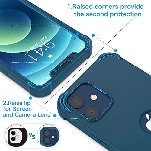 ORETECH 3-in-1 Case for iPhone 12 Mini (5.4") with 2x Tempered Glass Screen Protectors | Blue thumbnail 3