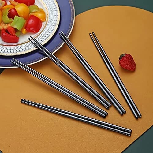 HOMQUEN Reusable Stainless Steel Chopsticks 8.9 Inch | Dishwasher Safe & Durable thumbnail 4