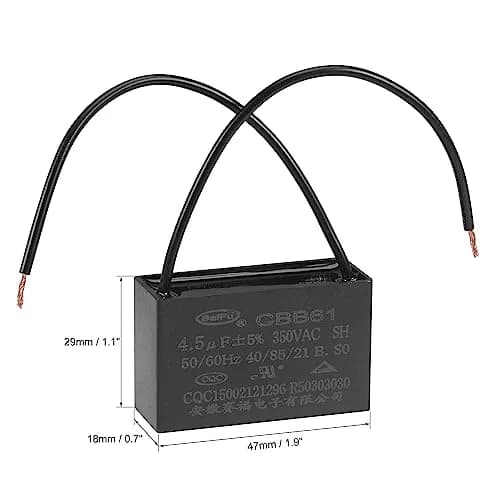 uxcell 350V 2pcs | Metallized Polypropylene Fan Capacitor 4.5uF for Ceiling Fans & Motors thumbnail 2