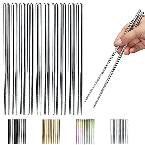 HOMQUEN Stainless Steel Reusable Chopsticks 8.9 Inch | Dishwasher Safe & Durable thumbnail 1
