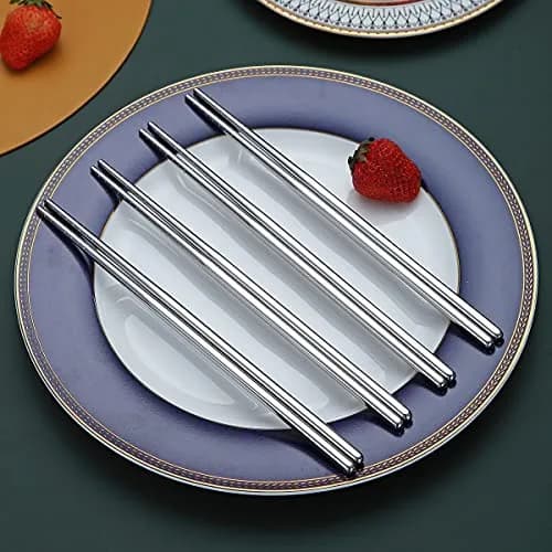 HOMQUEN Stainless Steel Reusable Chopsticks 8.9 Inch | Dishwasher Safe & Durable thumbnail 3