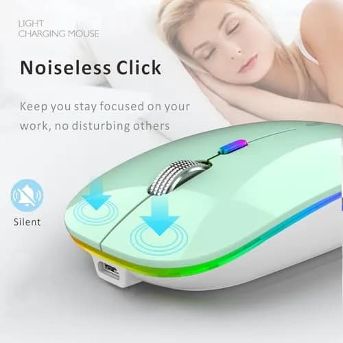 Uiosmuph G12 Wireless Mouse | Rechargeable, Silent, USB-C, 1600 DPI, Mint Green thumbnail 2