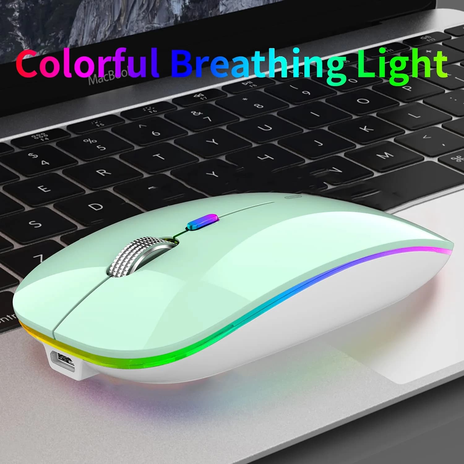 Uiosmuph G12 Wireless Mouse | Rechargeable, Silent, USB-C, 1600 DPI, Mint Green - view 4