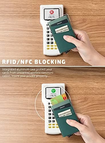 VULKIT Pop Up Card Holder Wallet with Money Pocket 5-9 Cards | RFID Blocking Slim Metal Bank Card Case thumbnail 3