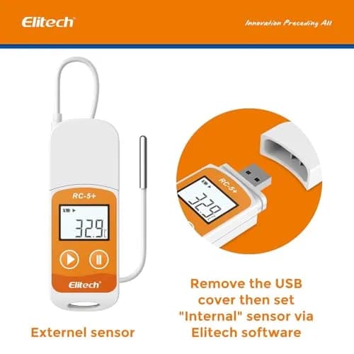Elitech RC-5+ TE Digital PDF USB Temperature Data Logger 100Pack | High Accuracy with External Sensor thumbnail 4