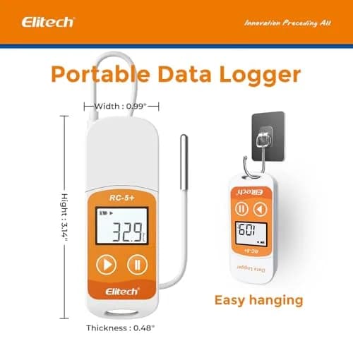 Elitech RC-5+ TE Digital PDF USB Temperature Data Logger 100Pack | High Accuracy with External Sensor thumbnail 3