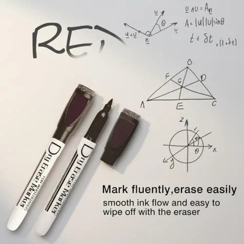 Volcanics Magnetic Dry Erase Markers Fine Tip 1mm Black 12 Pack | Low Odor, Smear-Proof, Vivid Ink thumbnail 6