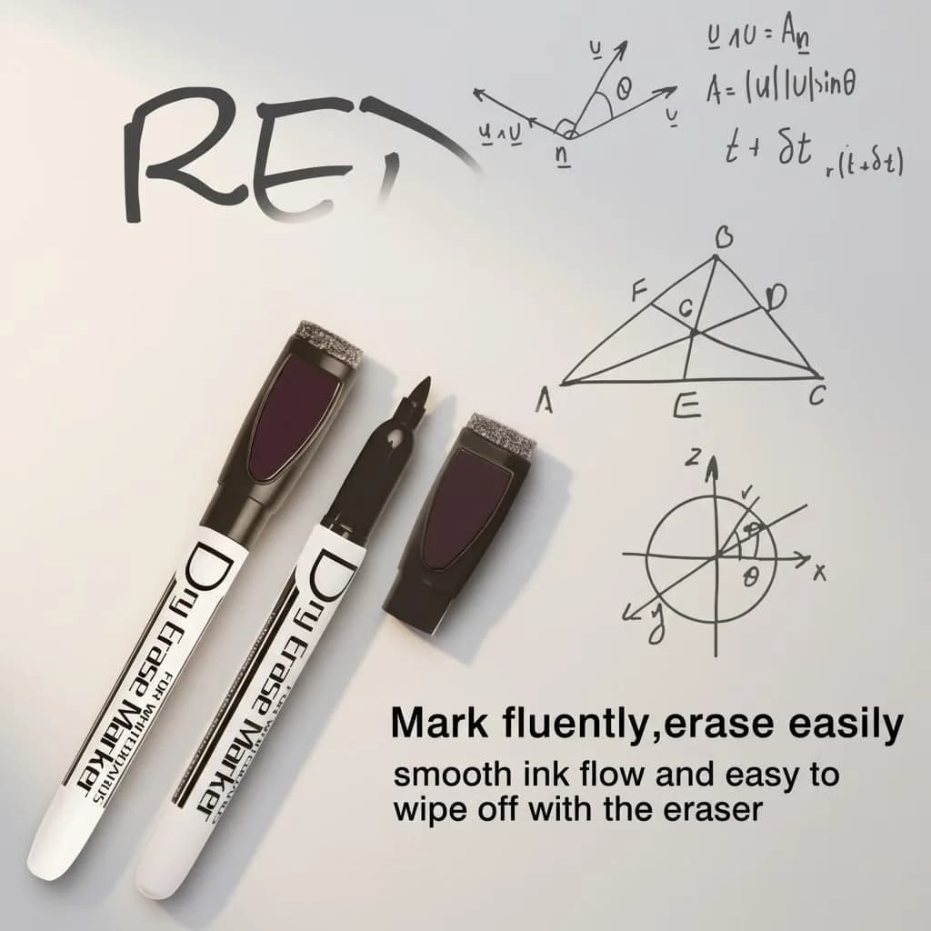 Volcanics Magnetic Dry Erase Markers Fine Tip 1mm Black 12 Pack | Low Odor, Smear-Proof, Vivid Ink - view 6