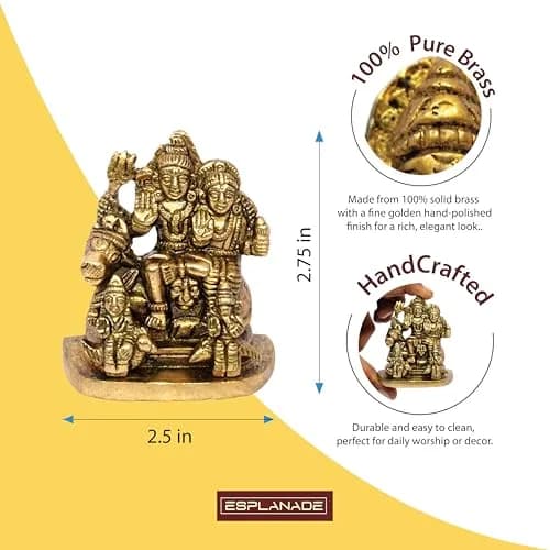 eSplanade Brass Shiva Parvati Pariwar Family Murti Idol Statue Sculpture 5.7 cm (2.25 x 2 x 1 Inch) thumbnail 2