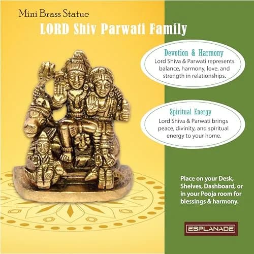 eSplanade Brass Shiva Parvati Pariwar Family Murti Idol Statue Sculpture 5.7 cm (2.25 x 2 x 1 Inch) thumbnail 3